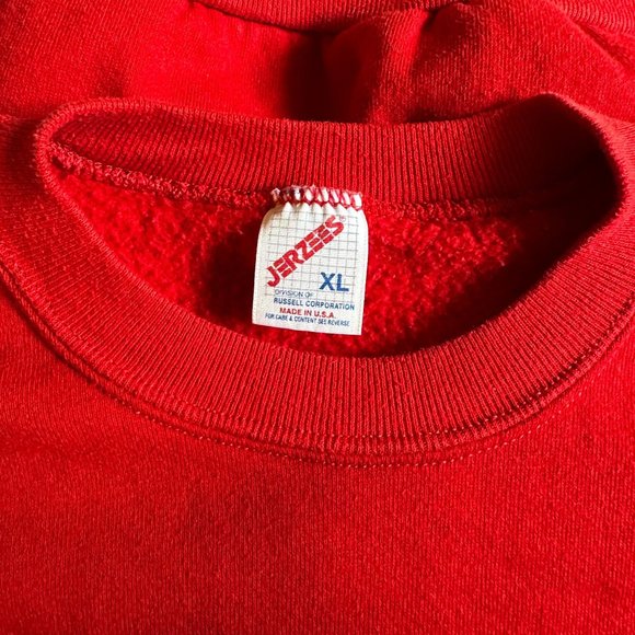 Vintage 90s JERZEES Made in the USA Blank SWEATSHIRT Red 50/50 xl - Picture 2 of 7